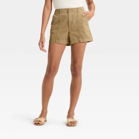 Women's High-Rise Trouser Shorts - Universal Thread Brown 4 - Picture 1 of 8